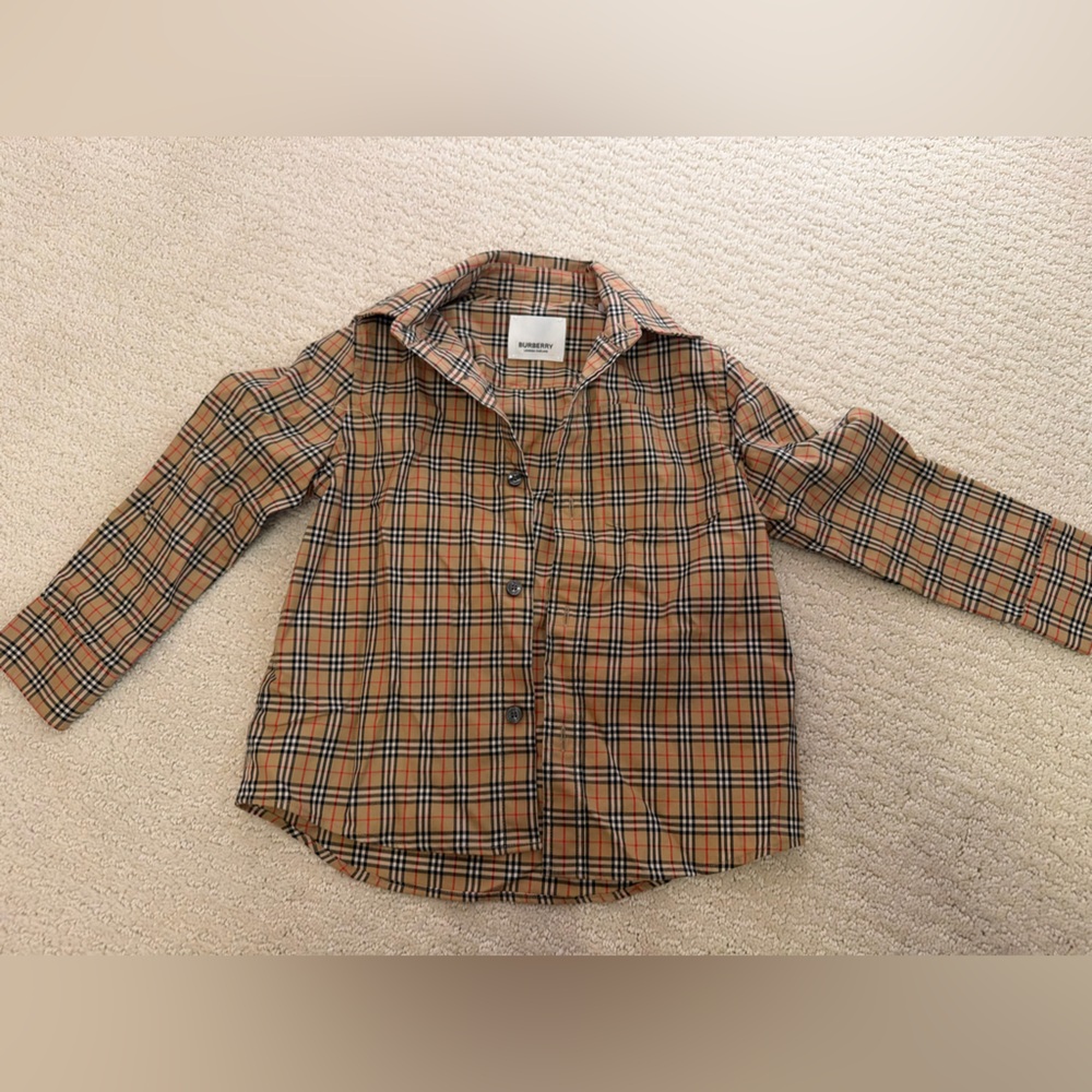 Burberry Kids Nova Check Long Sleeve Button Down Shirt 3Y
